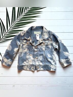 Baby Lulu Floral Acid Wash Denim Jean Jacket - Size 2T